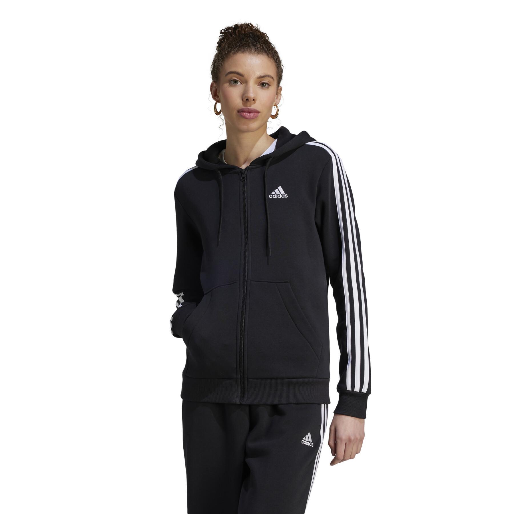 Women's full-zip hooded sweatshirt adidas Essentials 3-Stripes