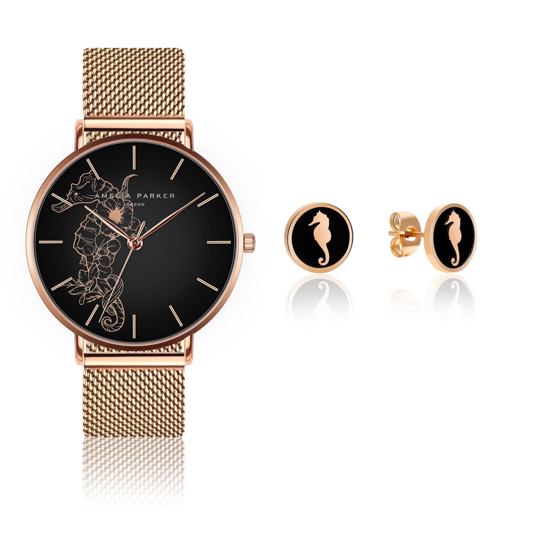 Watch and earrings woman Amelia Parker Fossil