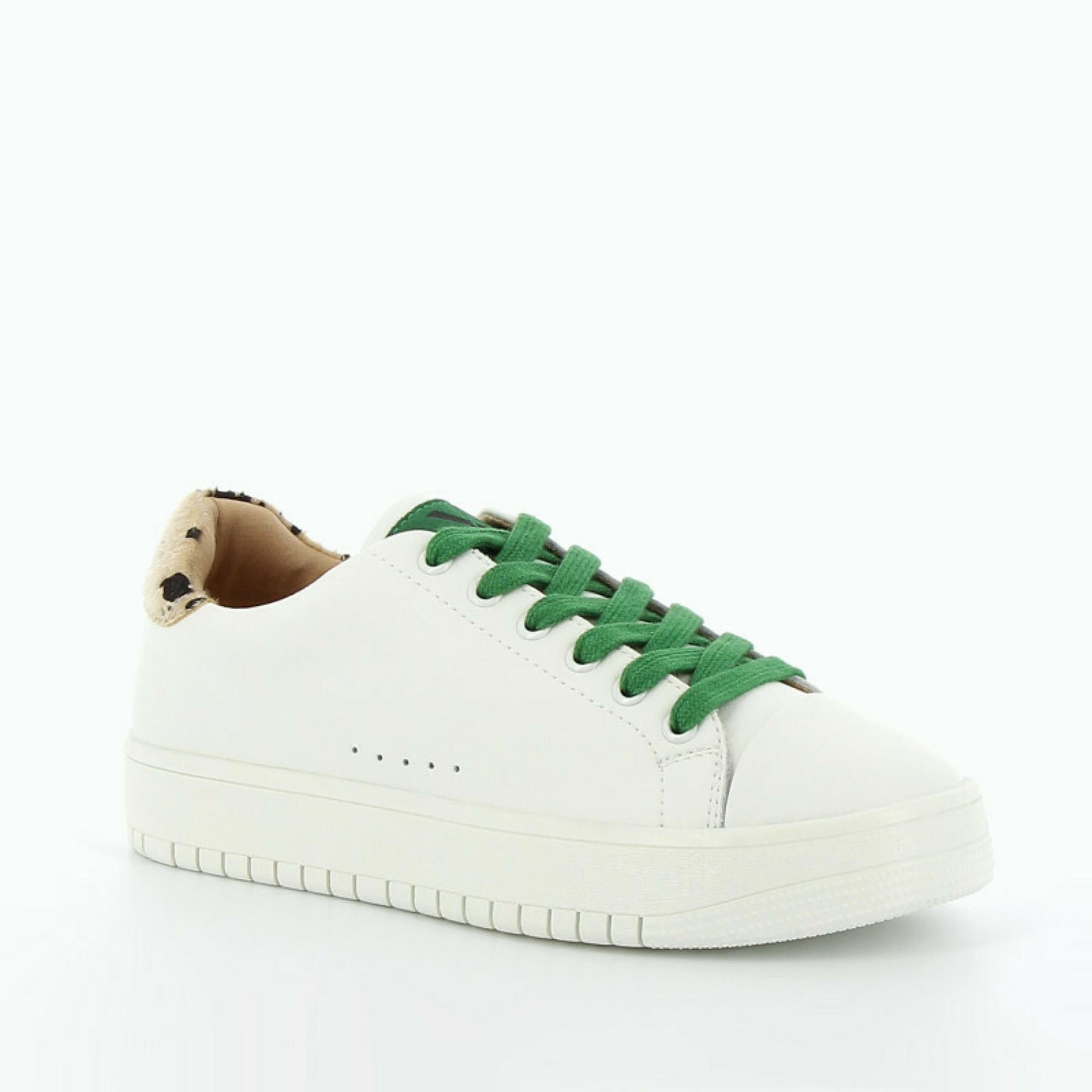 Women's sneakers Vanessa Wu blanches à lacets verts