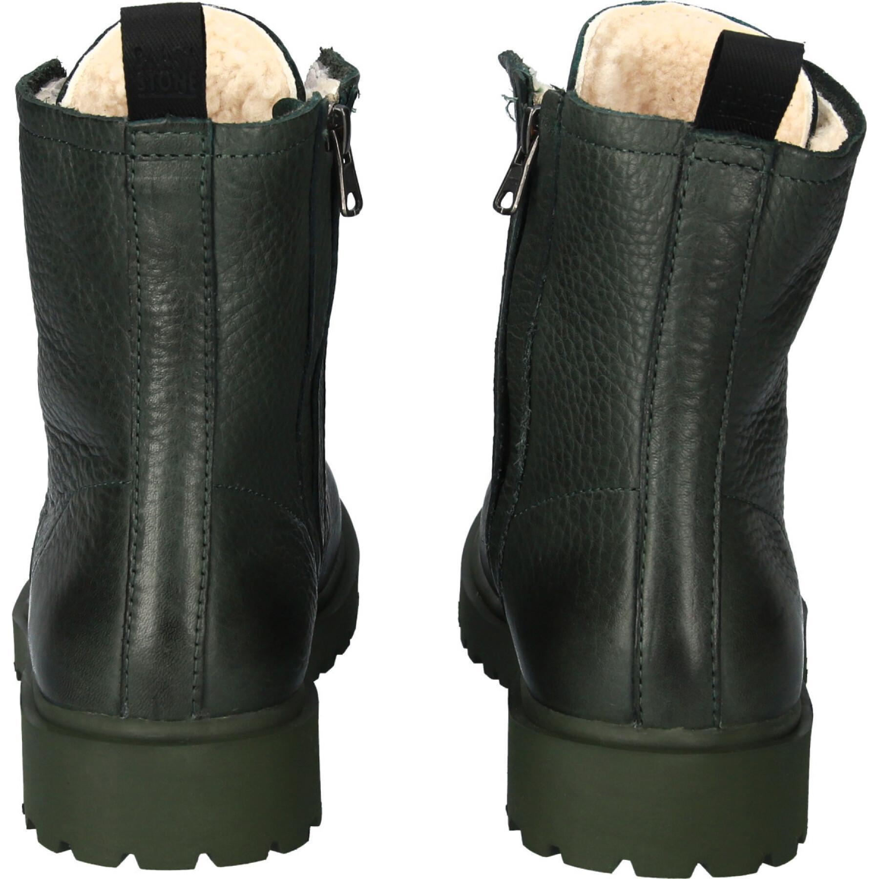 Furry lace-up boots for women Blackstone WL02
