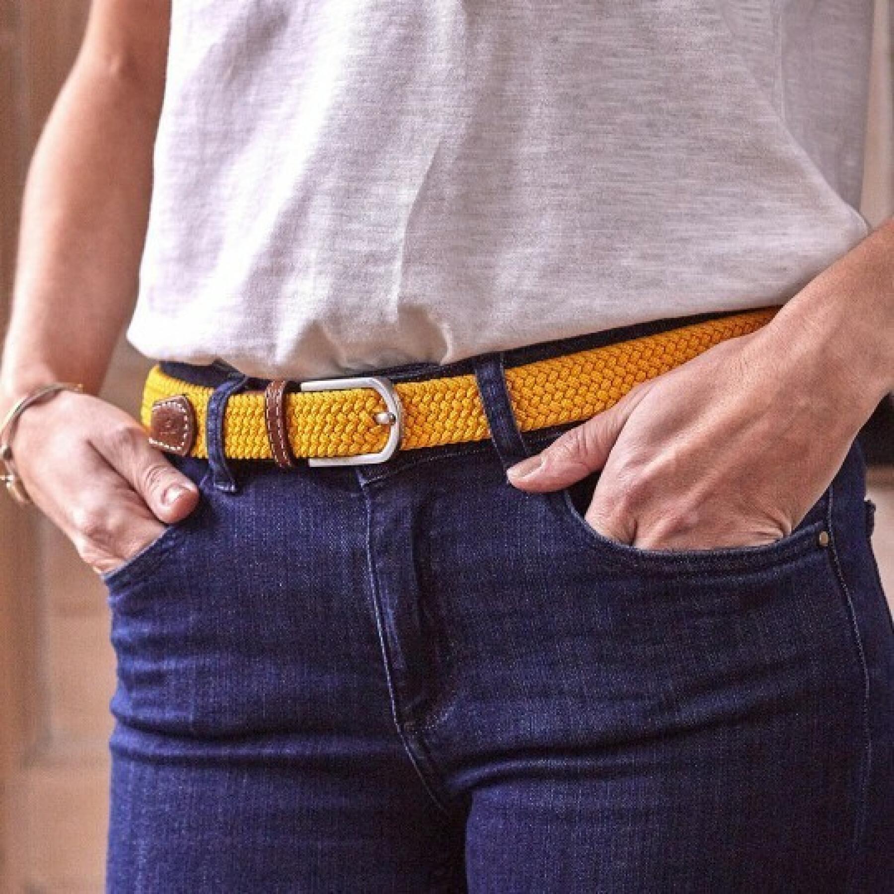 Elastic braided belt for women Billybelt Jaune Safran