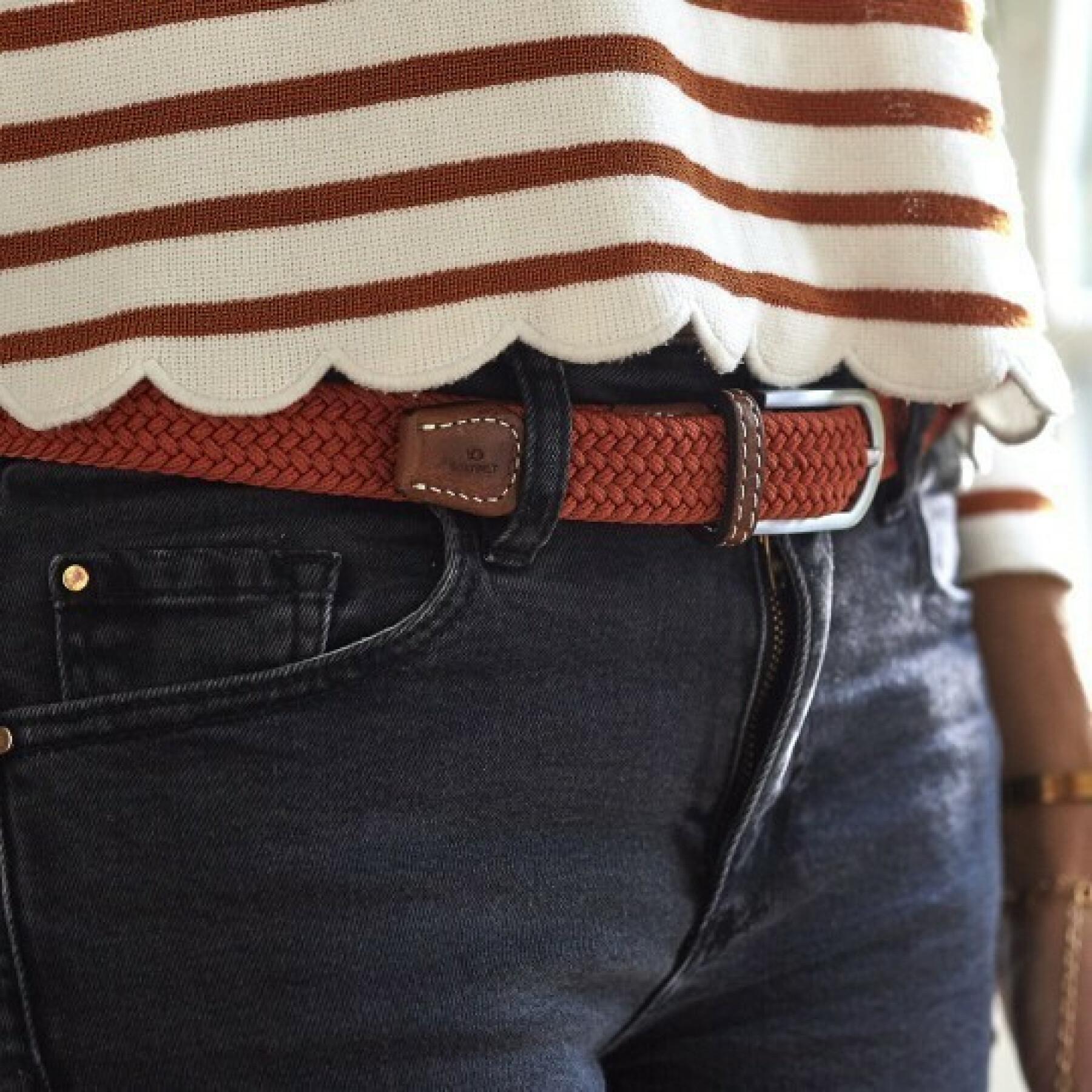 Elastic braided belt for women Billybelt Terracotta