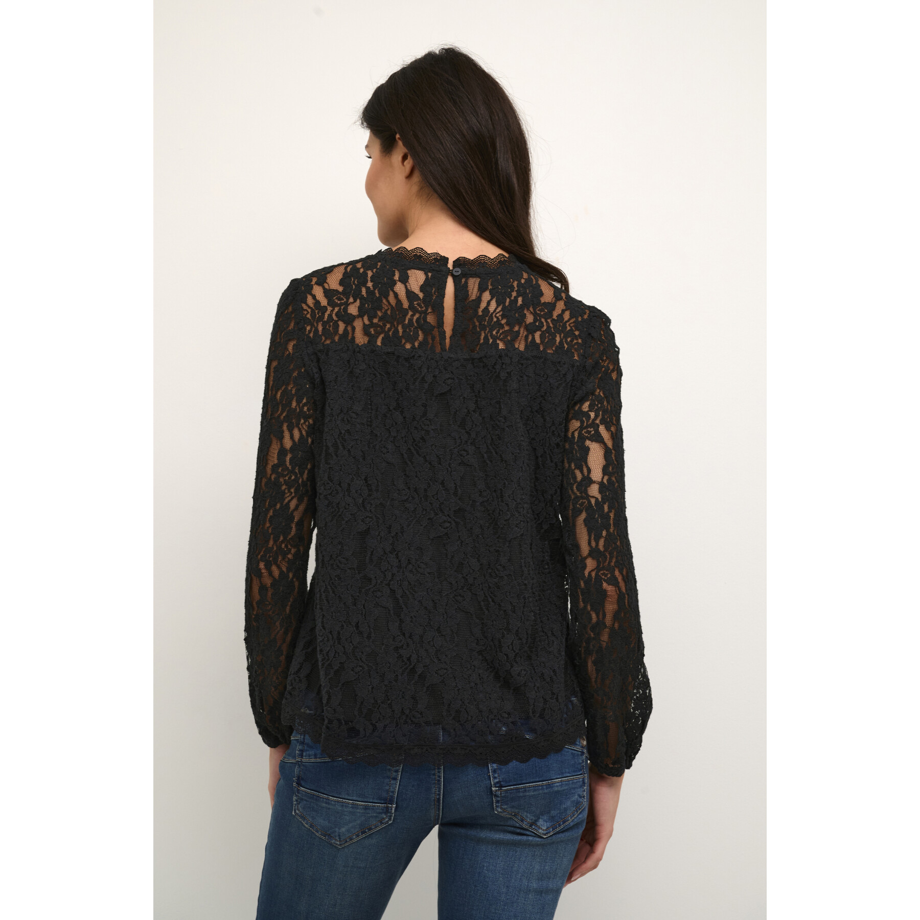Women's long-sleeved lace blouse Cream Kit