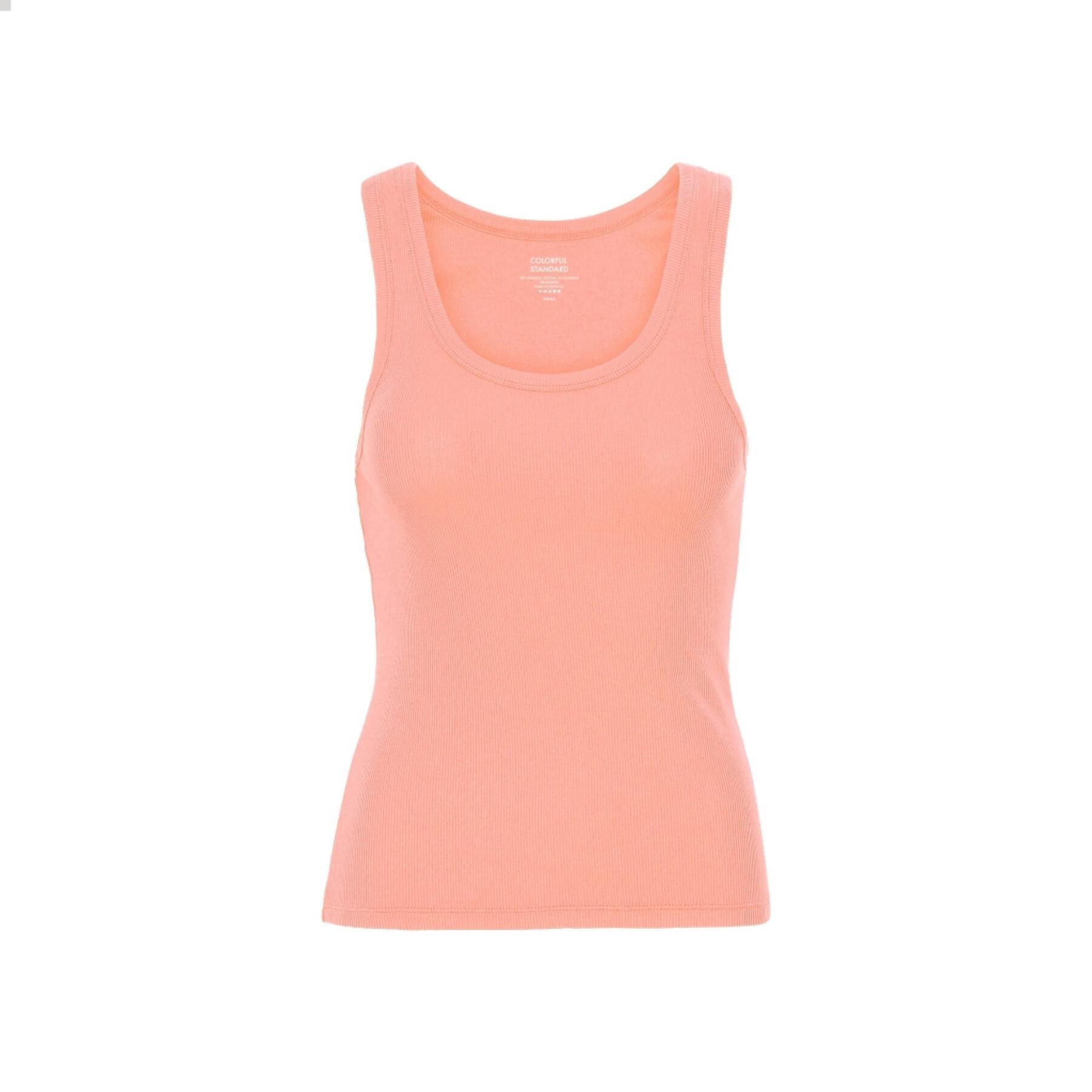 Women's ribbed tank top Colorful Standard Organic bright coral
