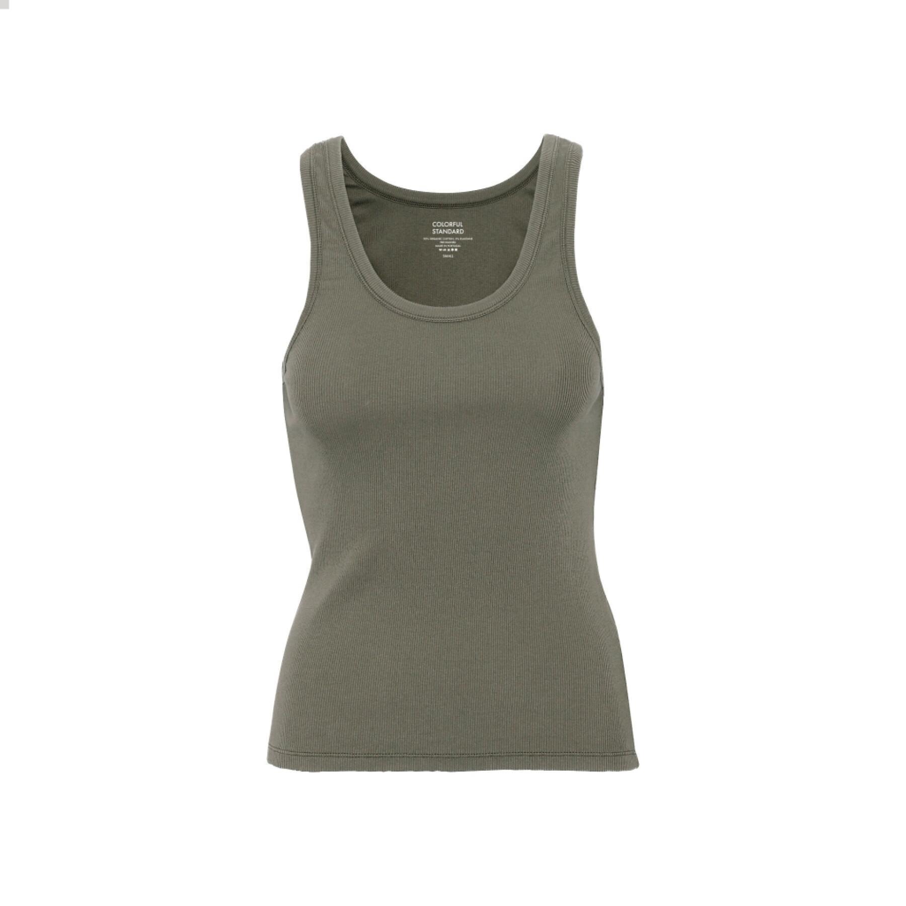 Women's ribbed tank top Colorful Standard Organic dusty olive