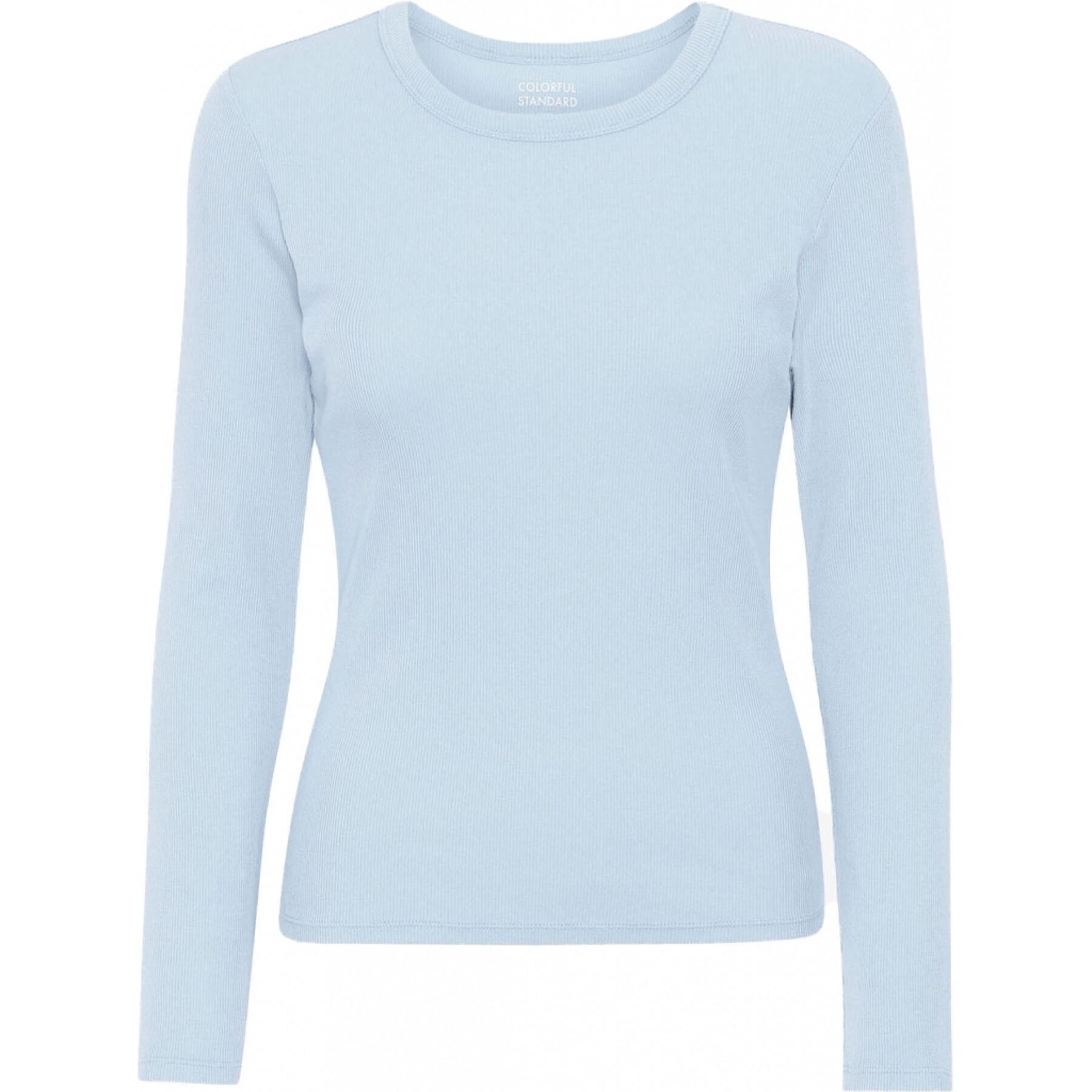 Women's long sleeve ribbed T-shirt Colorful Standard Organic polar blue