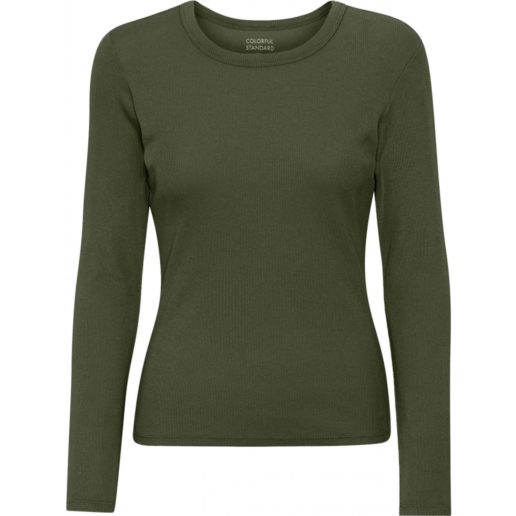 Women's long sleeve ribbed T-shirt Colorful Standard Organic seaweed green