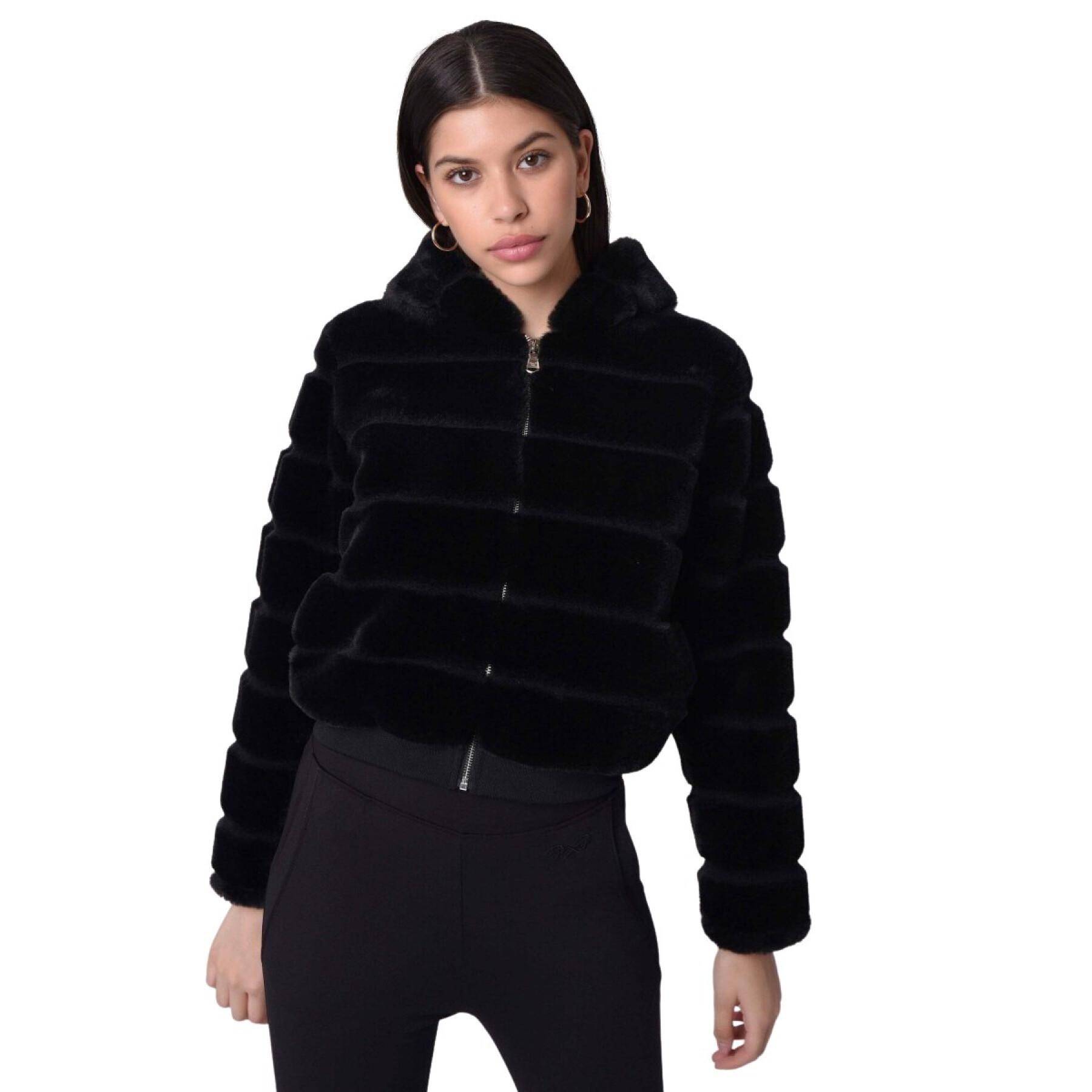 Short jacket with hood in imitation fur for women Project X Paris