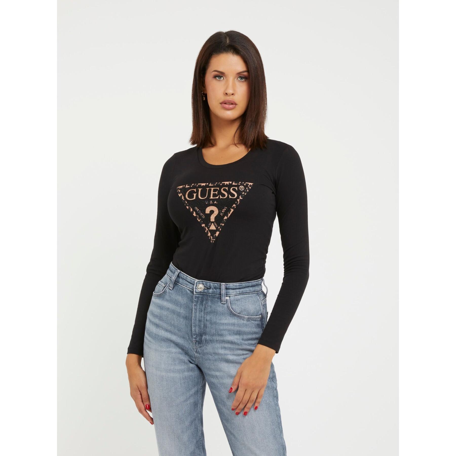 Women's long-sleeved round-neck T-shirt Guess Leo Triangle