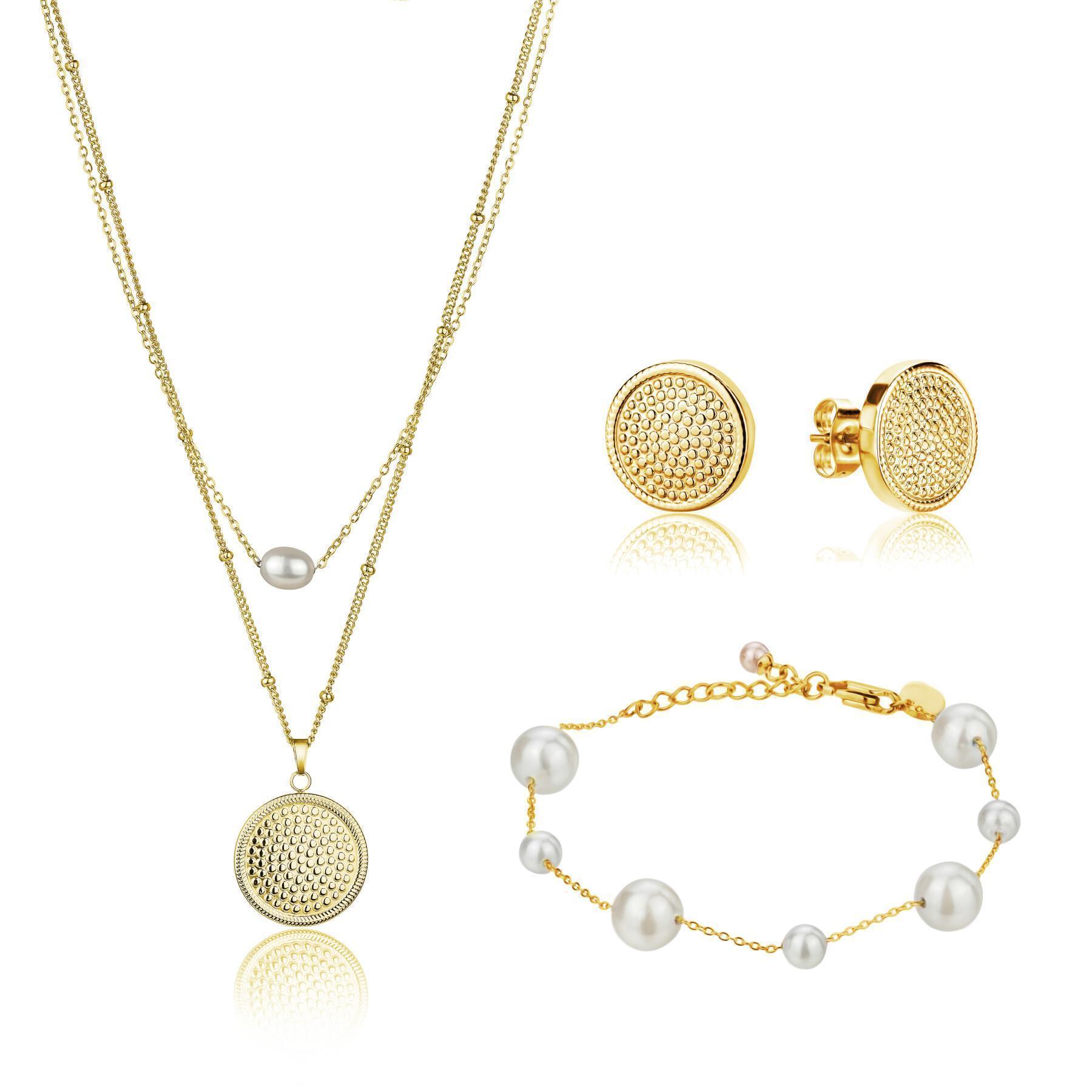 Necklace, bracelet and earrings set Isabella Ford Hilda Pearl