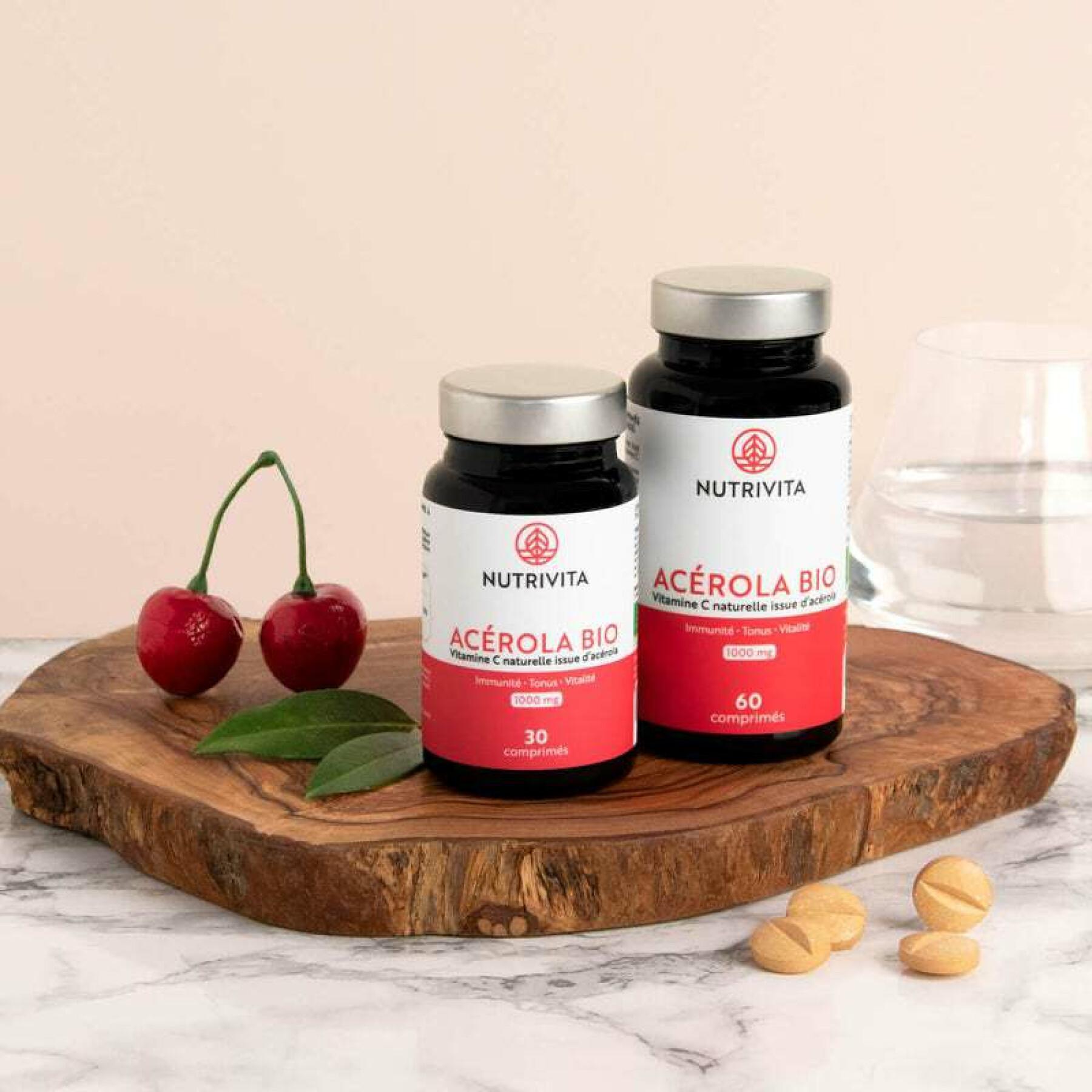 Organic acerola food supplement - 60 tablets Nutrivita