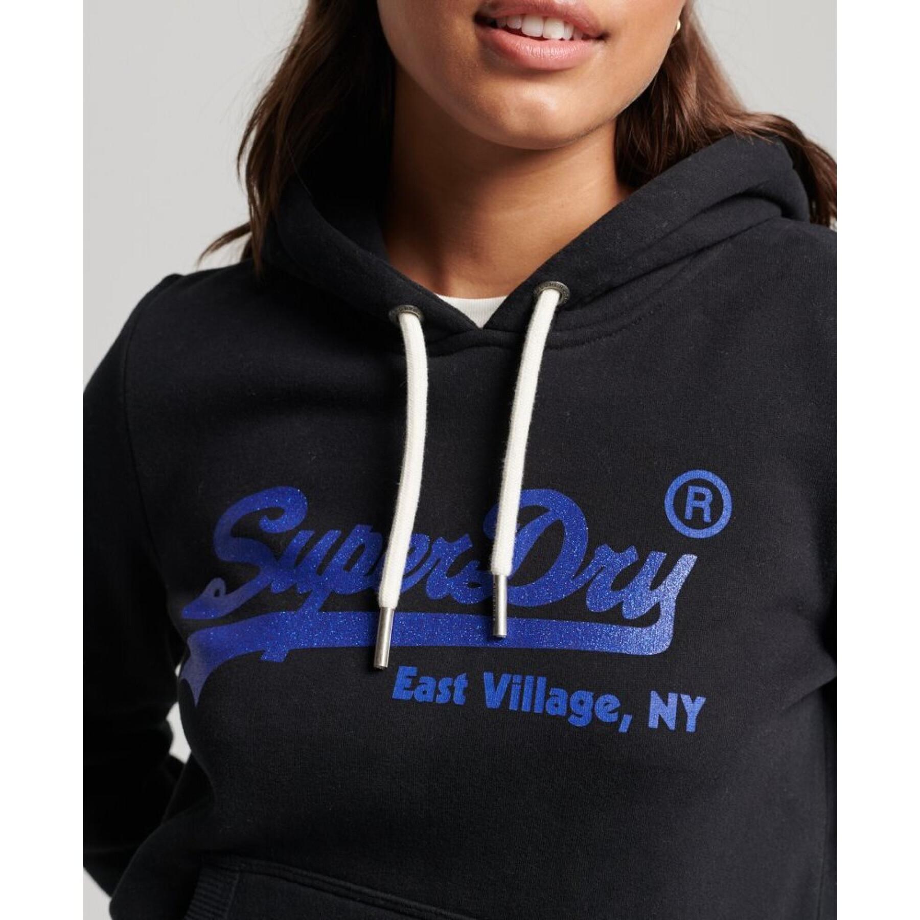 Hooded sweatshirt with fancy logo for women Superdry Vintage