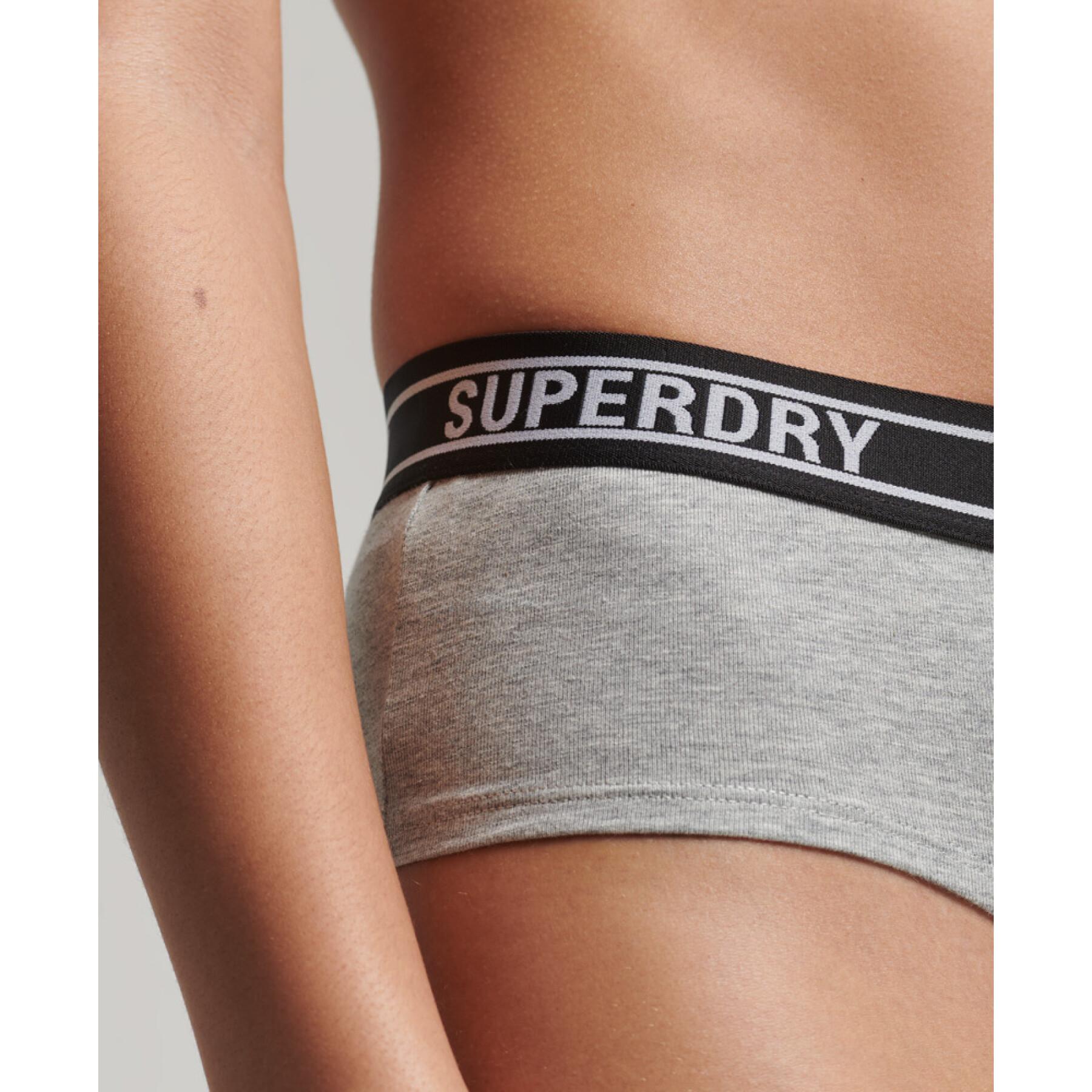 Women's organic cotton low waist shorts with multi logo Superdry