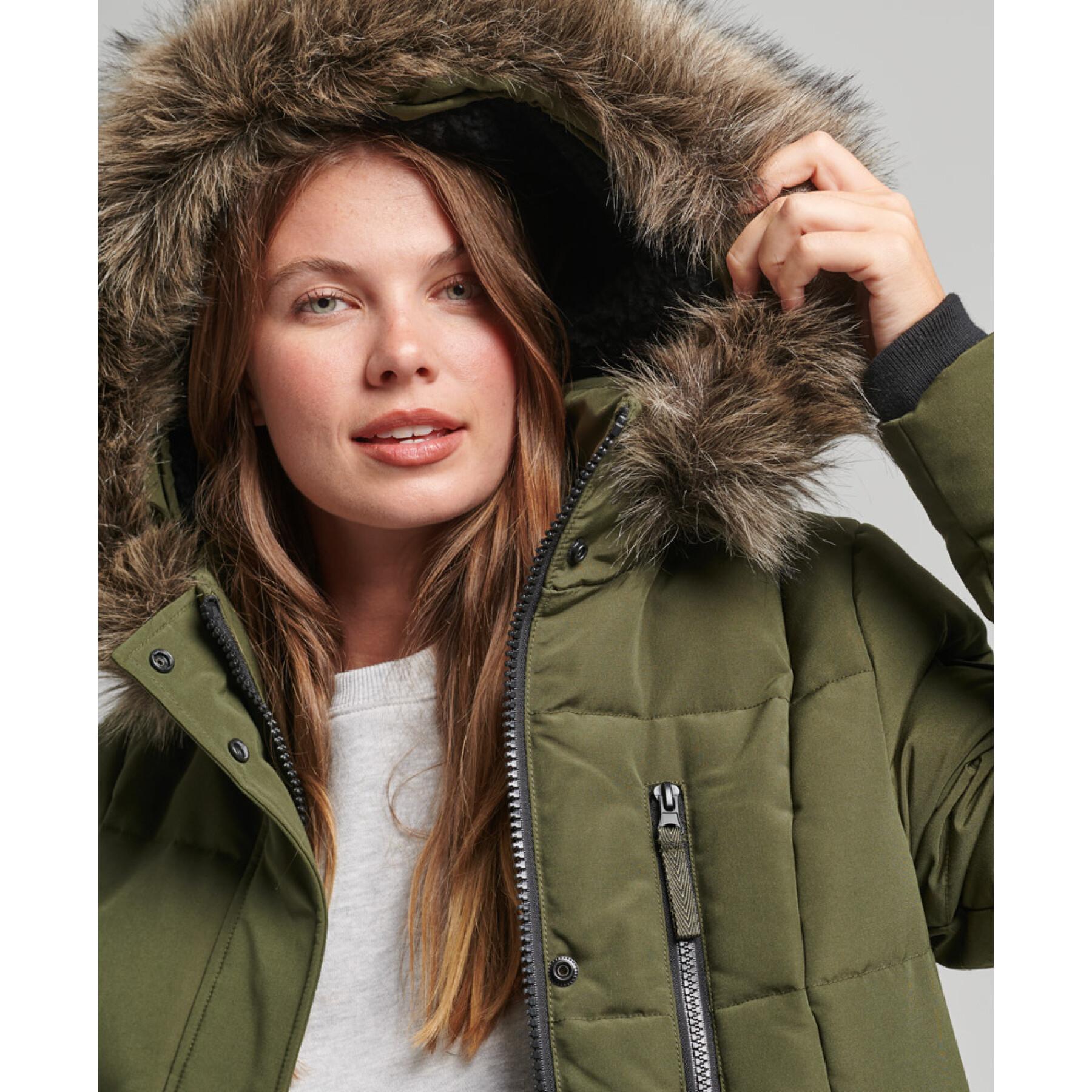Long jacket with faux fur trim Superdry Everest