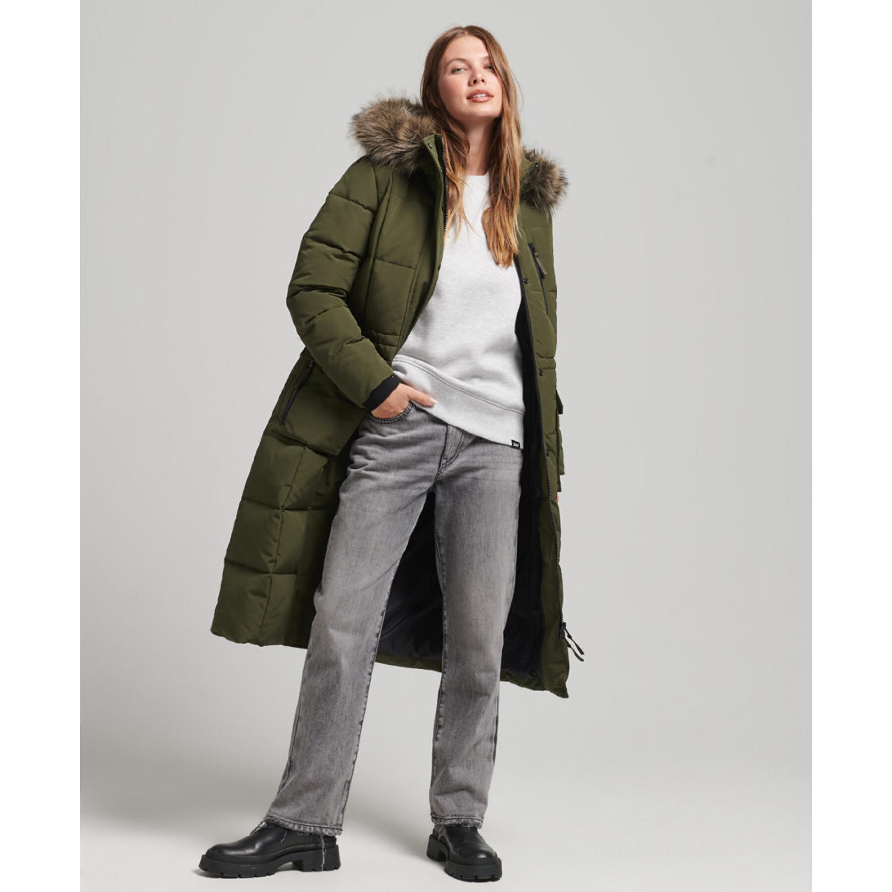 Long jacket with faux fur trim Superdry Everest