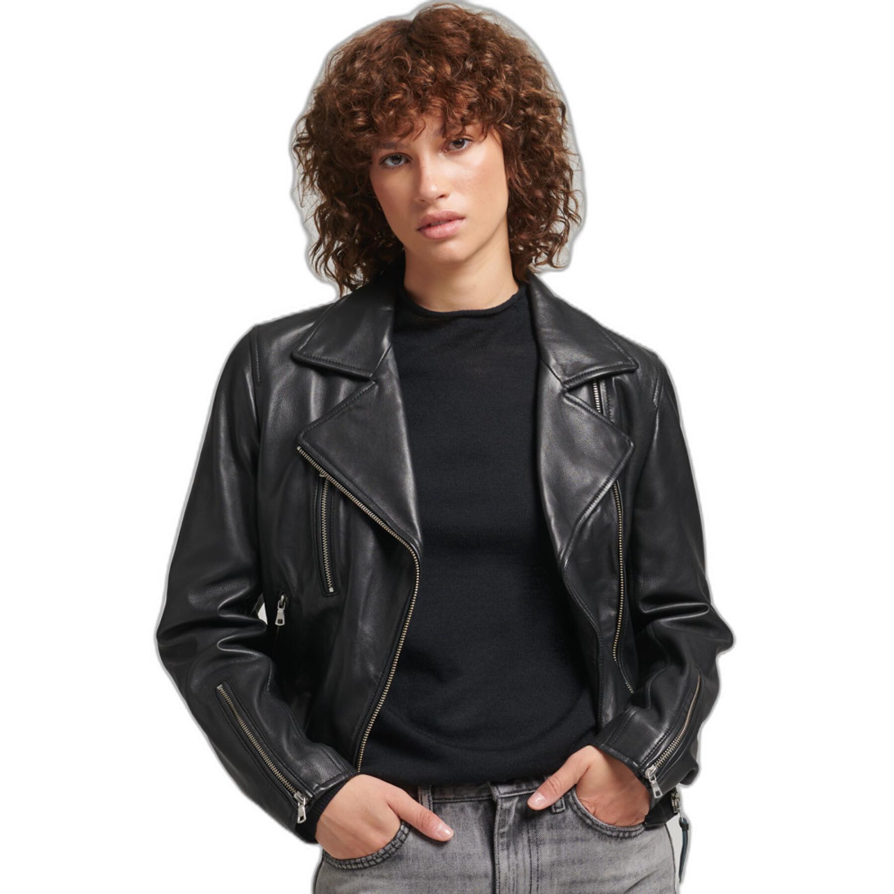 Leather biker jacket woman Superdry