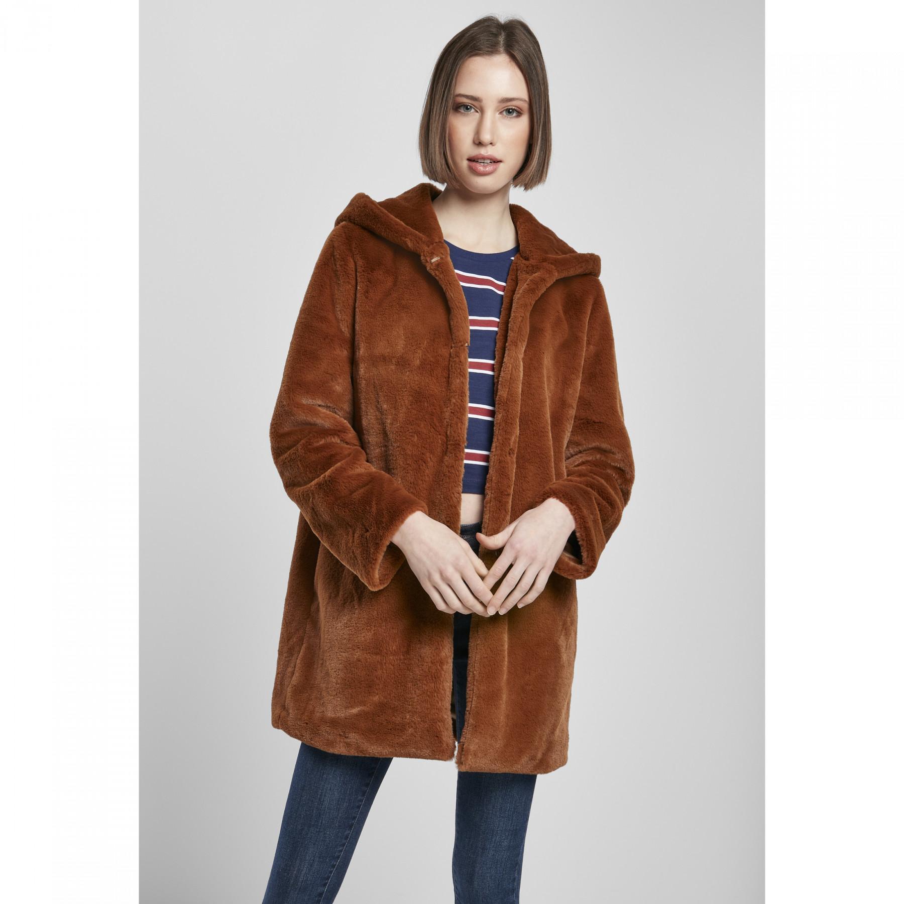 Women's hooded jacket Urban Classics teddy coat