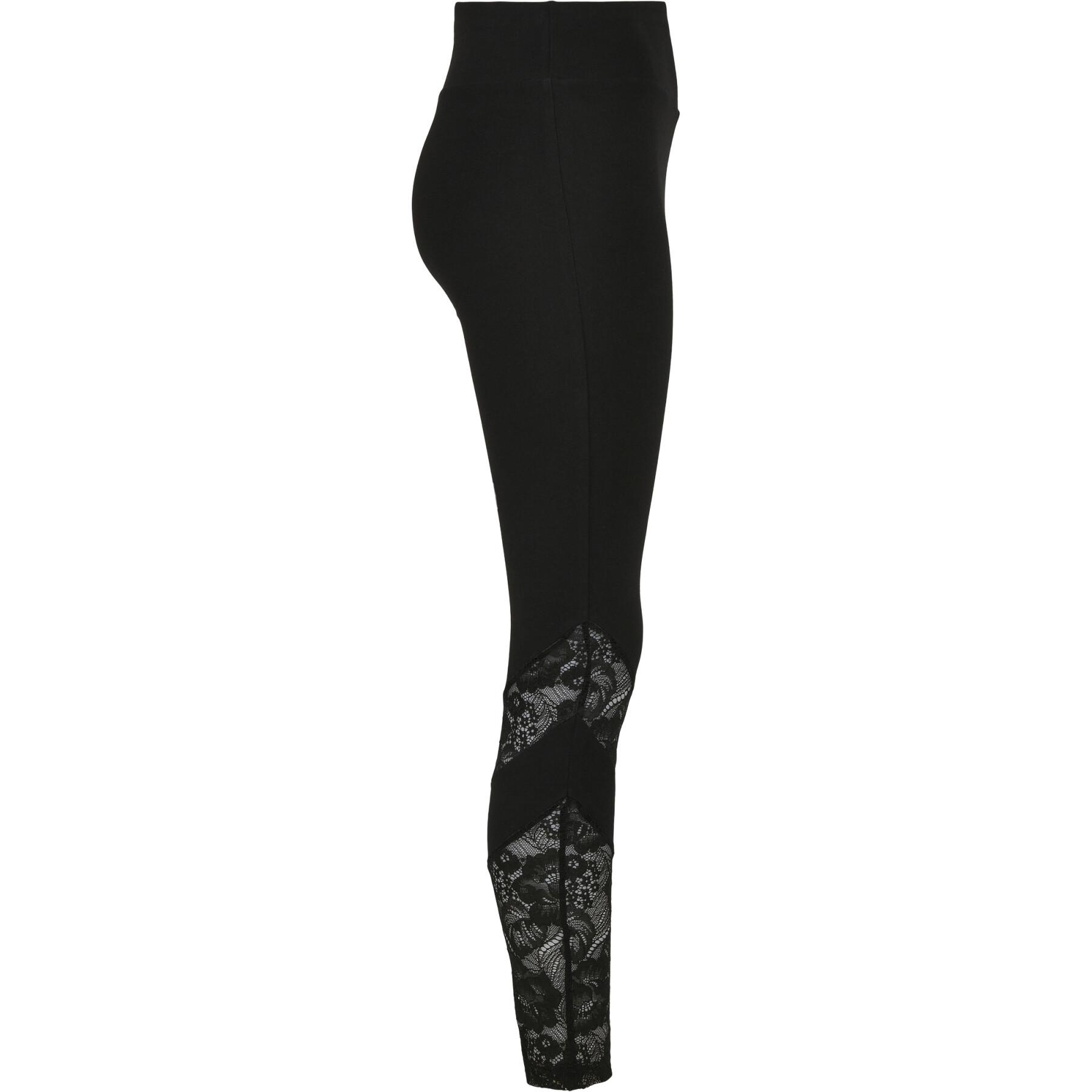 Women's high-waisted leggings Urban Classics lace inset (GT)