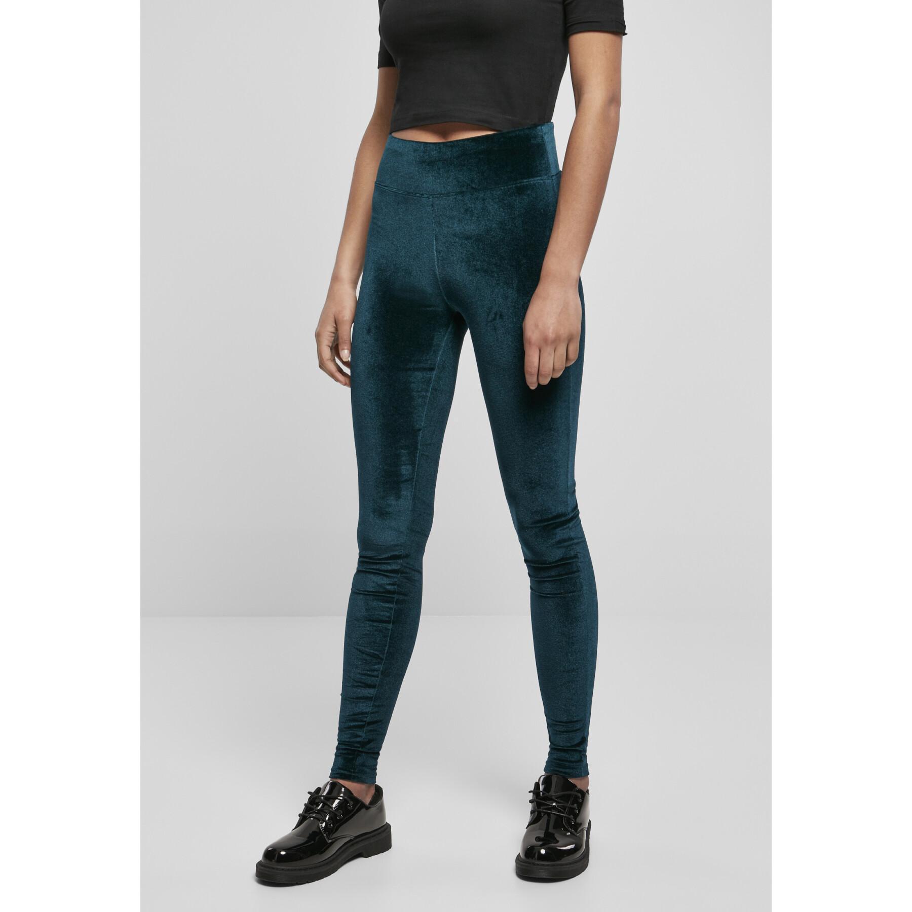 Women's high-waisted leggings Urban Classics velvet(GT)