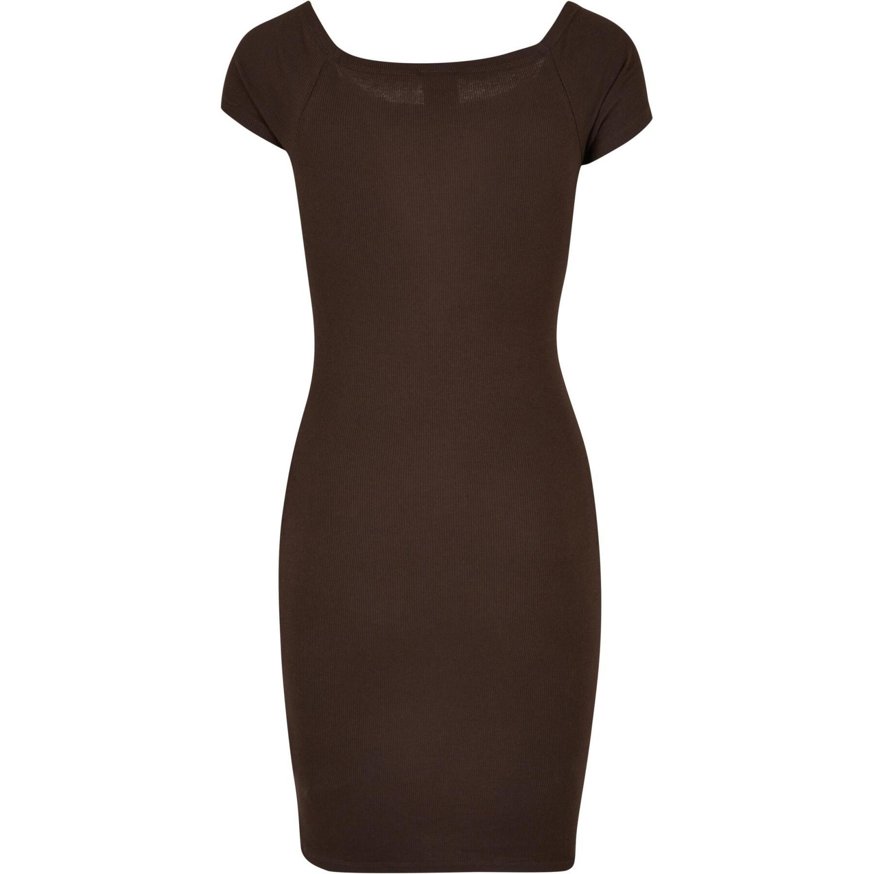 Ribbed dress with bare shoulders for women Urban Classics