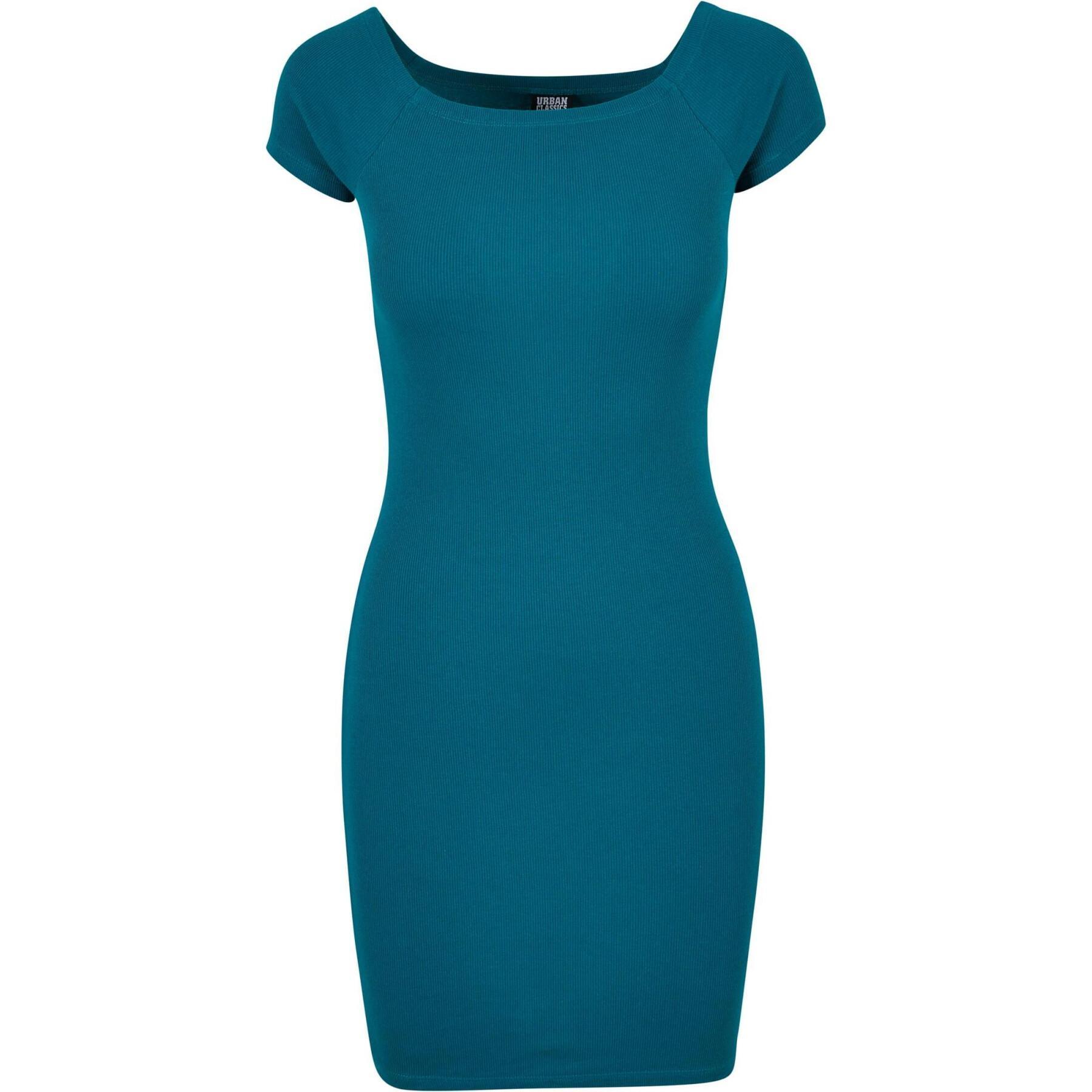 Ribbed dress with bare shoulders for women Urban Classics