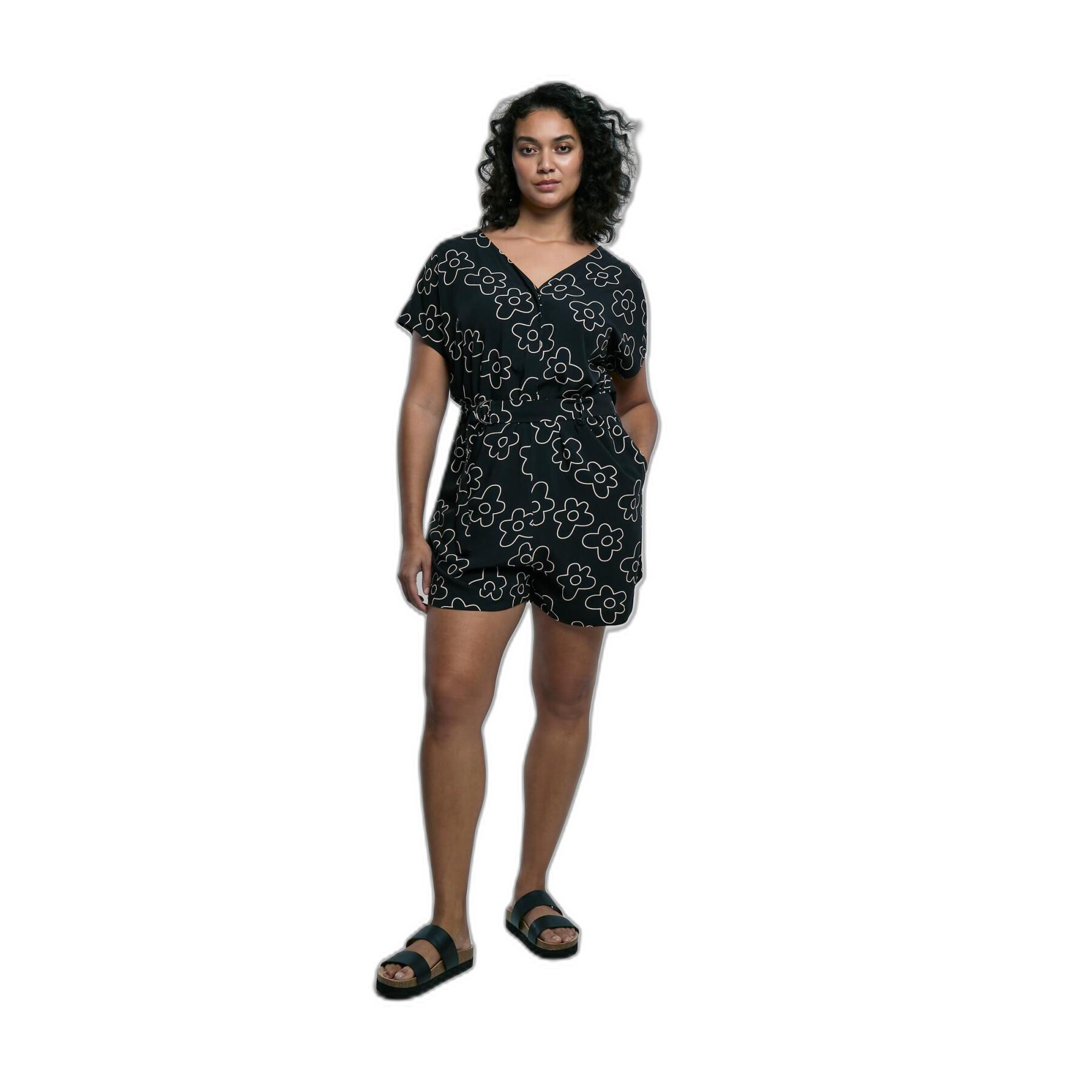 Short jumpsuit with belt in viscose for women Urban Classics