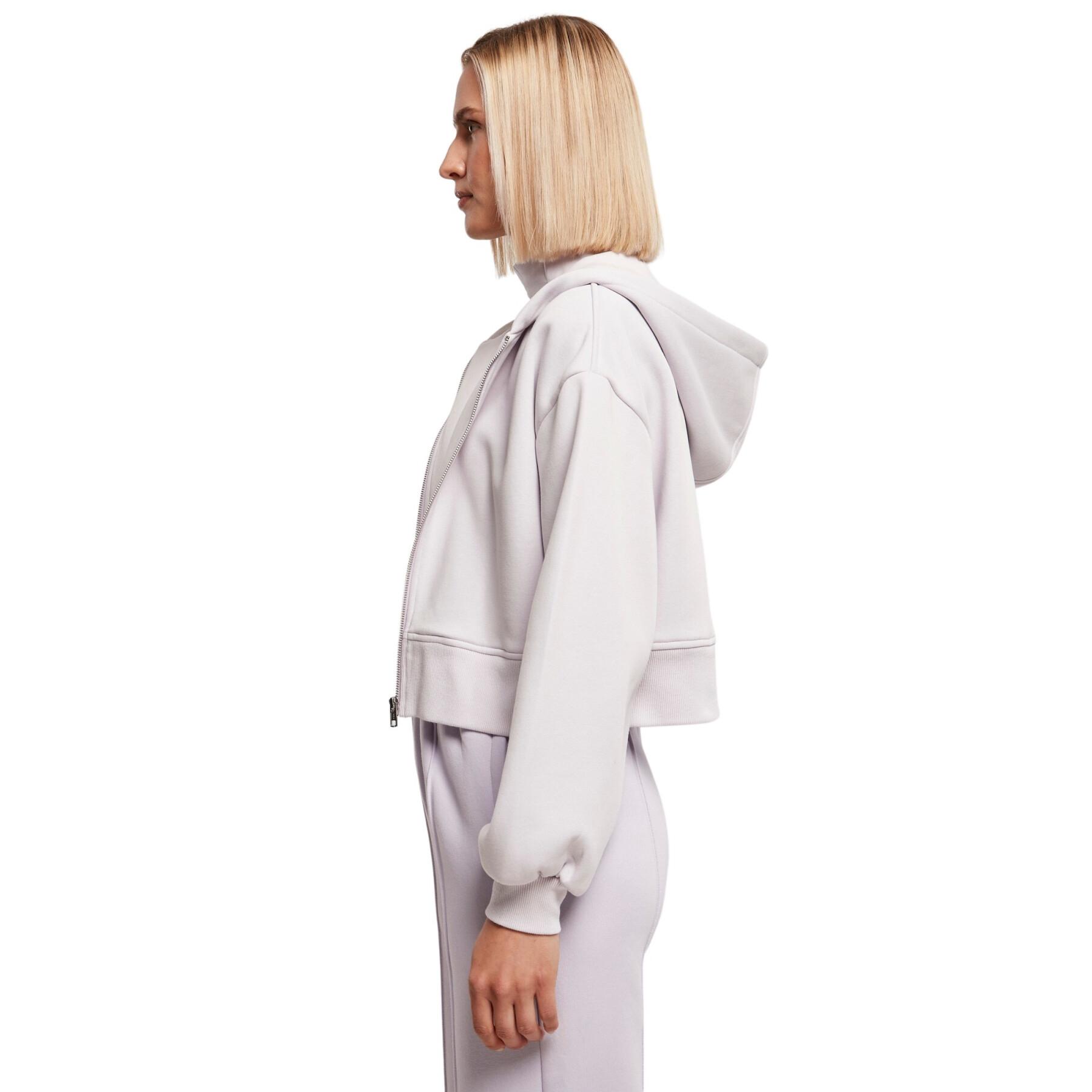 Women's short hooded zip-up sweatshirt Urban Classics Oversized