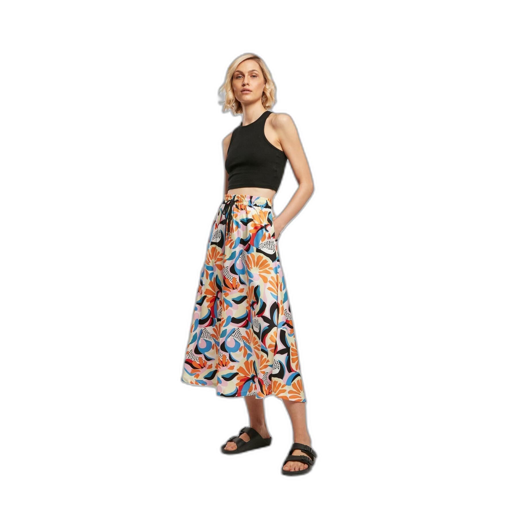 Mid-length skirt in satin aop woman Urban Classics GT