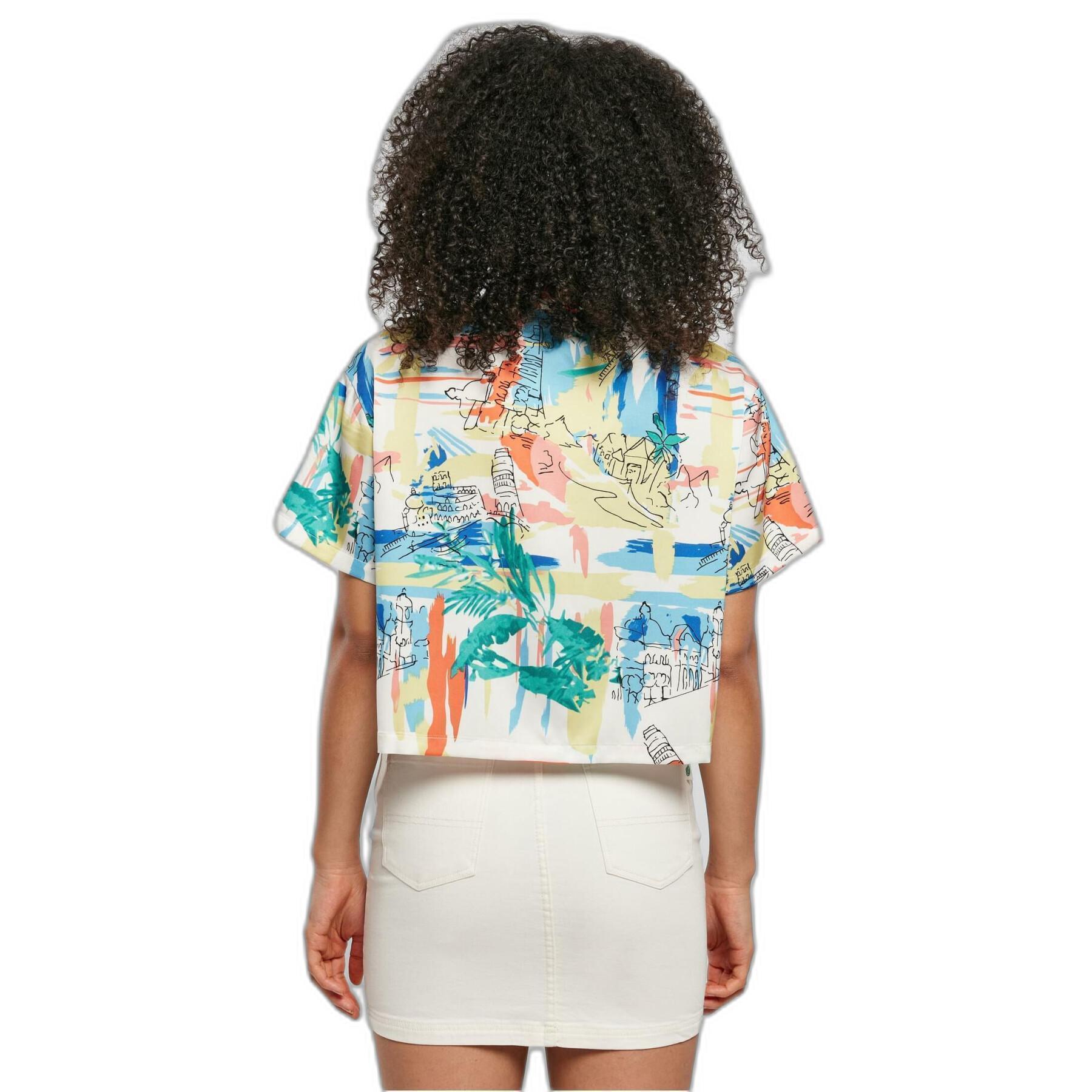 Women's short sleeve shirt Urban Classics AOP Satin Resort GT