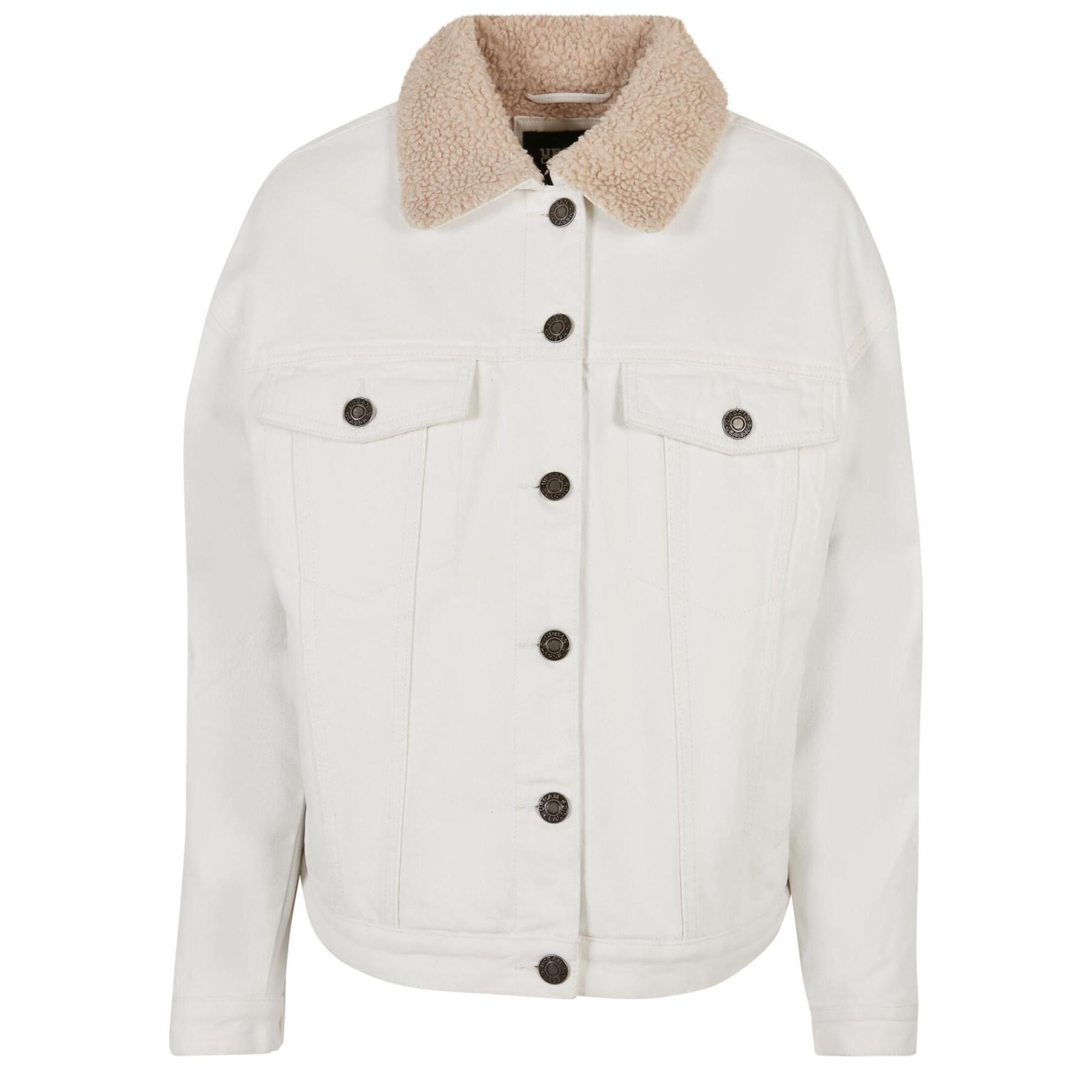 Denim jacket with oversized sherpa collar Urban Classics