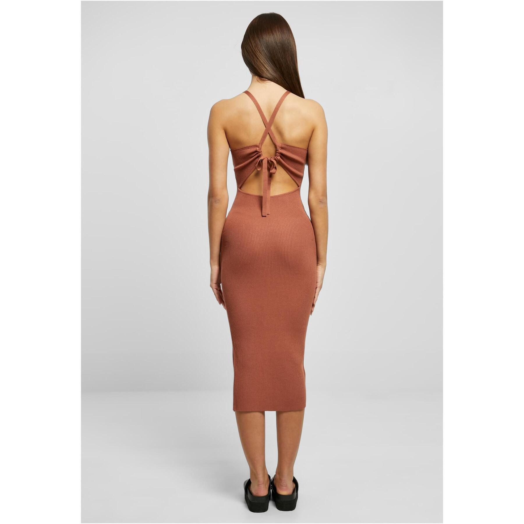 Knitted midi dress with cross back for women large sizes Urban Classics Rib