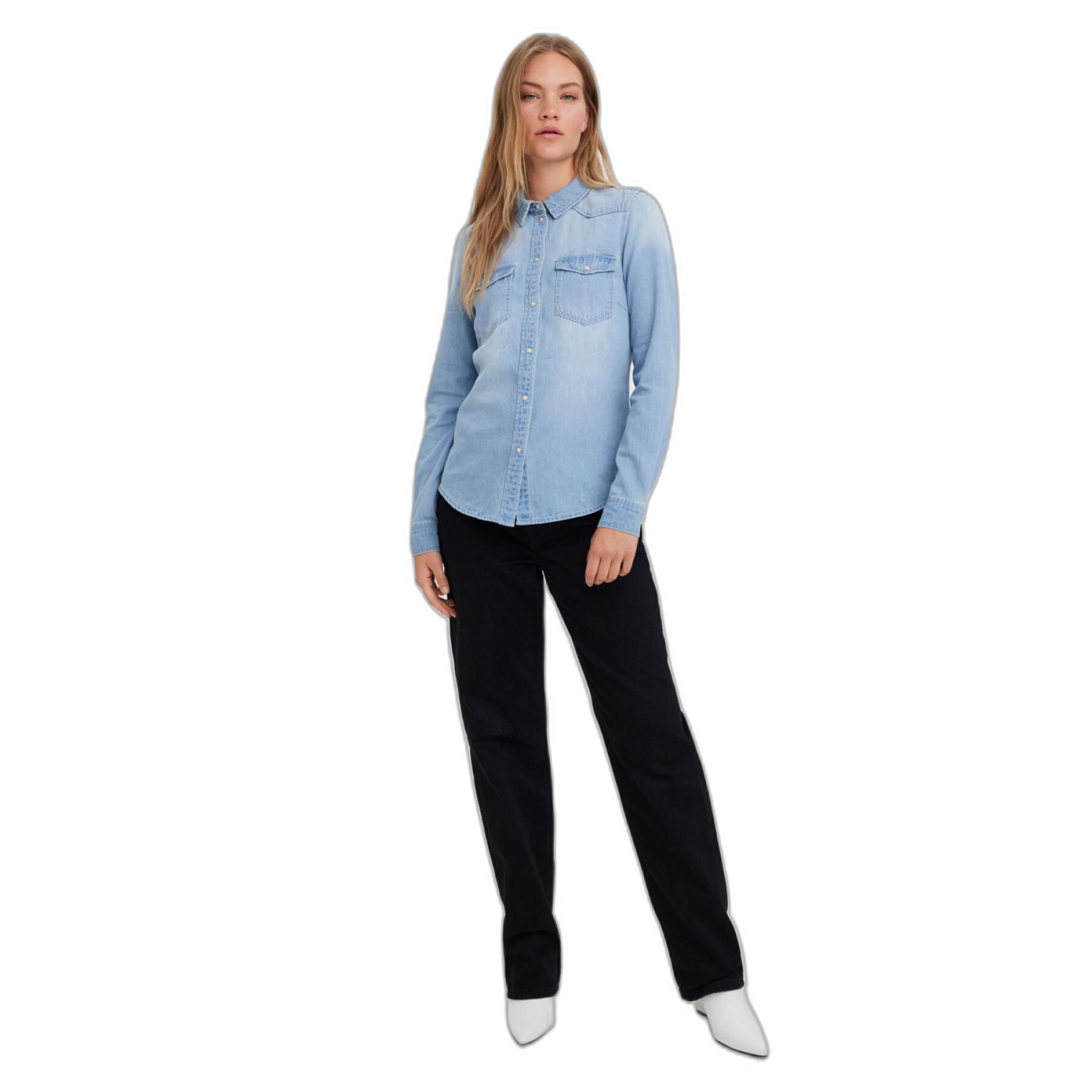 Women's long sleeve fitted jean shirt Vero Moda Maria Mix New