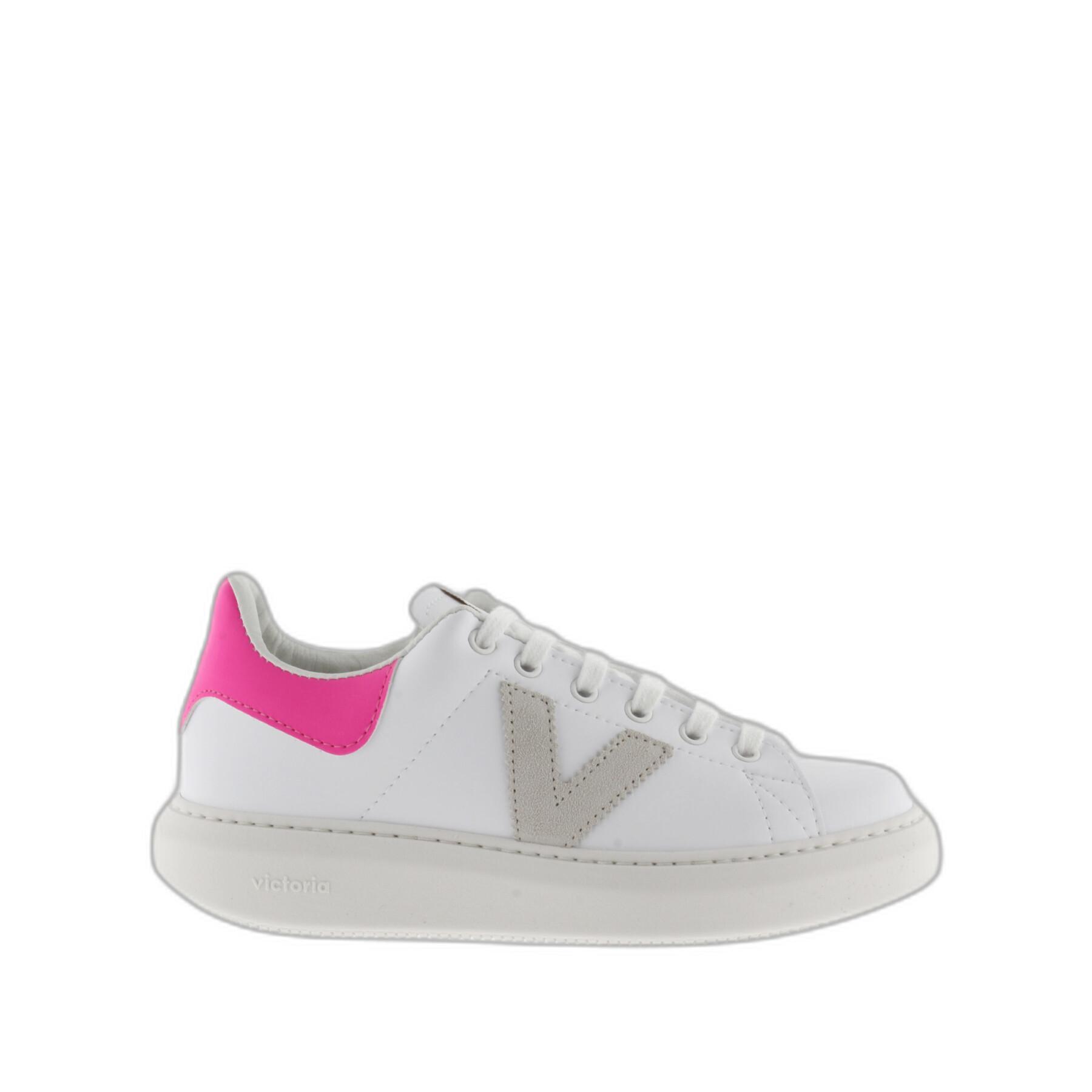 Leather & neon effect sneakers for women Victoria Milan