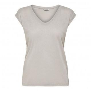 Women's T-shirt Only Silvery manches courtes col V lurex