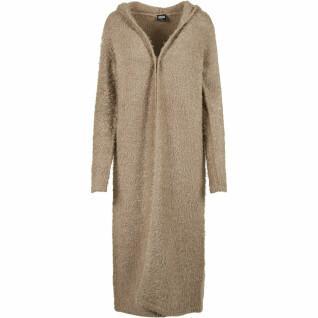 Women's long cardigan Urban Classics hooded feather-  large sizes