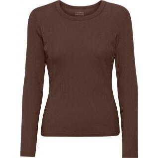Women's long sleeve ribbed T-shirt Colorful Standard Organic coffee brown