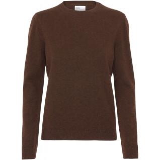 Women's wool round neck sweater Colorful Standard light merino coffee brown