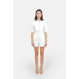 Women's white cotton short-sleeved jumpsuit F.A.M. Paris Dolce