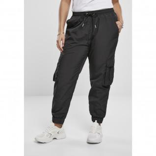 Women's trousers Urban Classics high waist crinkle nylon cargo (large sizes)