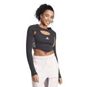 Women's slim-fit T-shirt with removable sleeves adidas Dance 3-Stripes