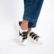 Women's sneakers Vanessa Wu éclair blanches à scratchs noirs