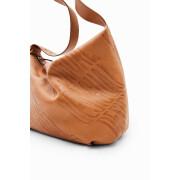 Large leather shoulder bag logos woman Desigual