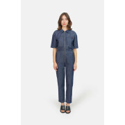 Women's indigo cotton short-sleeved jumpsuit F.A.M. Paris Dauphine