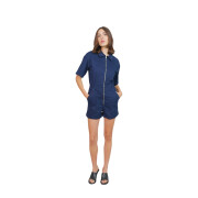 Women's blue cotton short-sleeved jumpsuit F.A.M. Paris Dolce