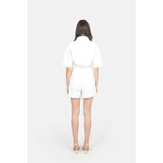 Women's white cotton short-sleeved jumpsuit F.A.M. Paris Dolce
