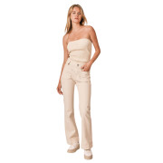 Women's beige mid-rise stretch cotton bootcut jeans F.A.M. Paris Bella