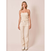 Women's beige mid-rise stretch cotton bootcut jeans F.A.M. Paris Bella