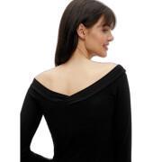 Women's long-sleeved v-neck T-shirt Pieces Maliva