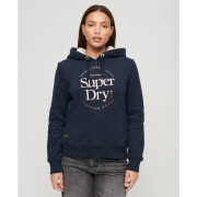 Women's hooded sweatshirt with metallic logo Superdry Luxe