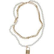 Women's necklace Urban Classics Padlock Pearl Layering